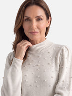 Robe Pull Femme en Maille à Perles