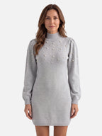 Robe Pull Femme en Maille à Perles