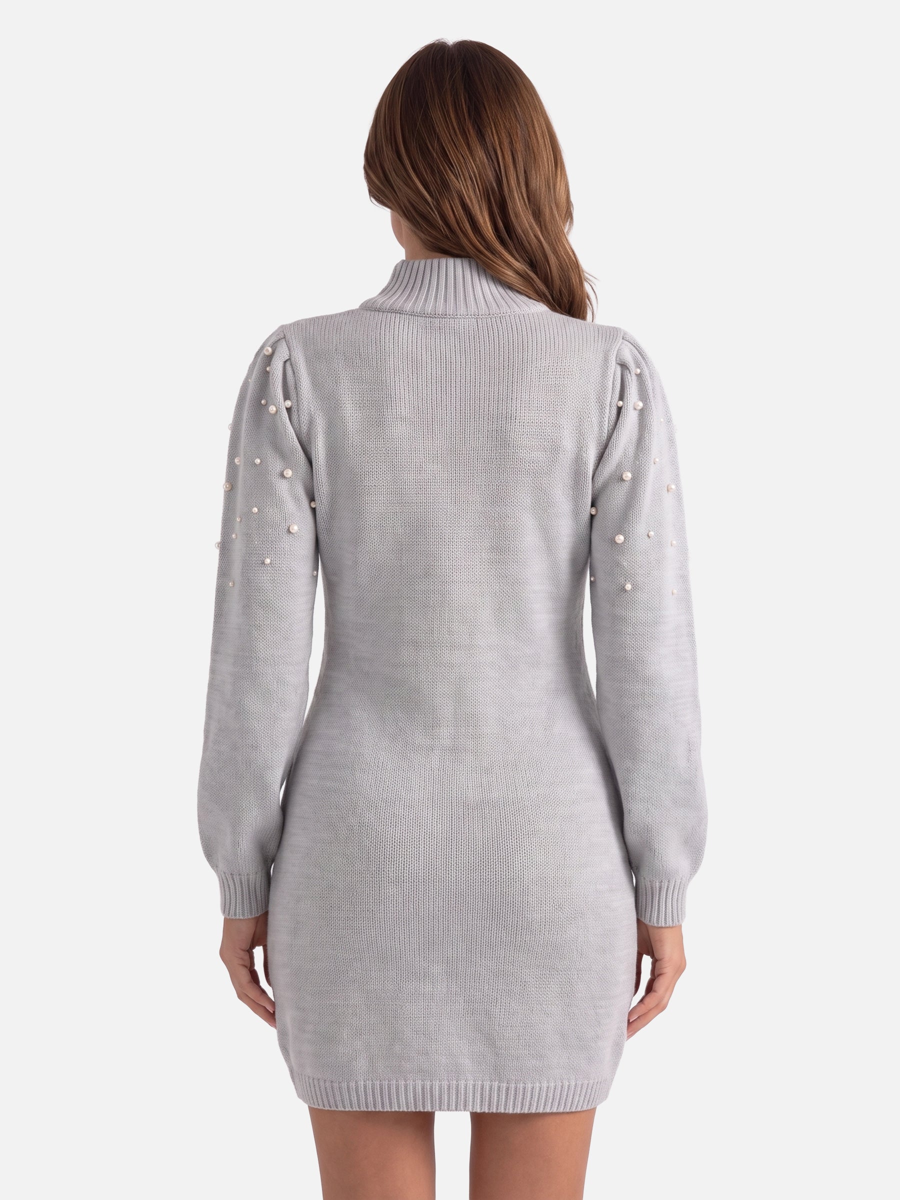 Robe Pull Femme en Maille à Perles