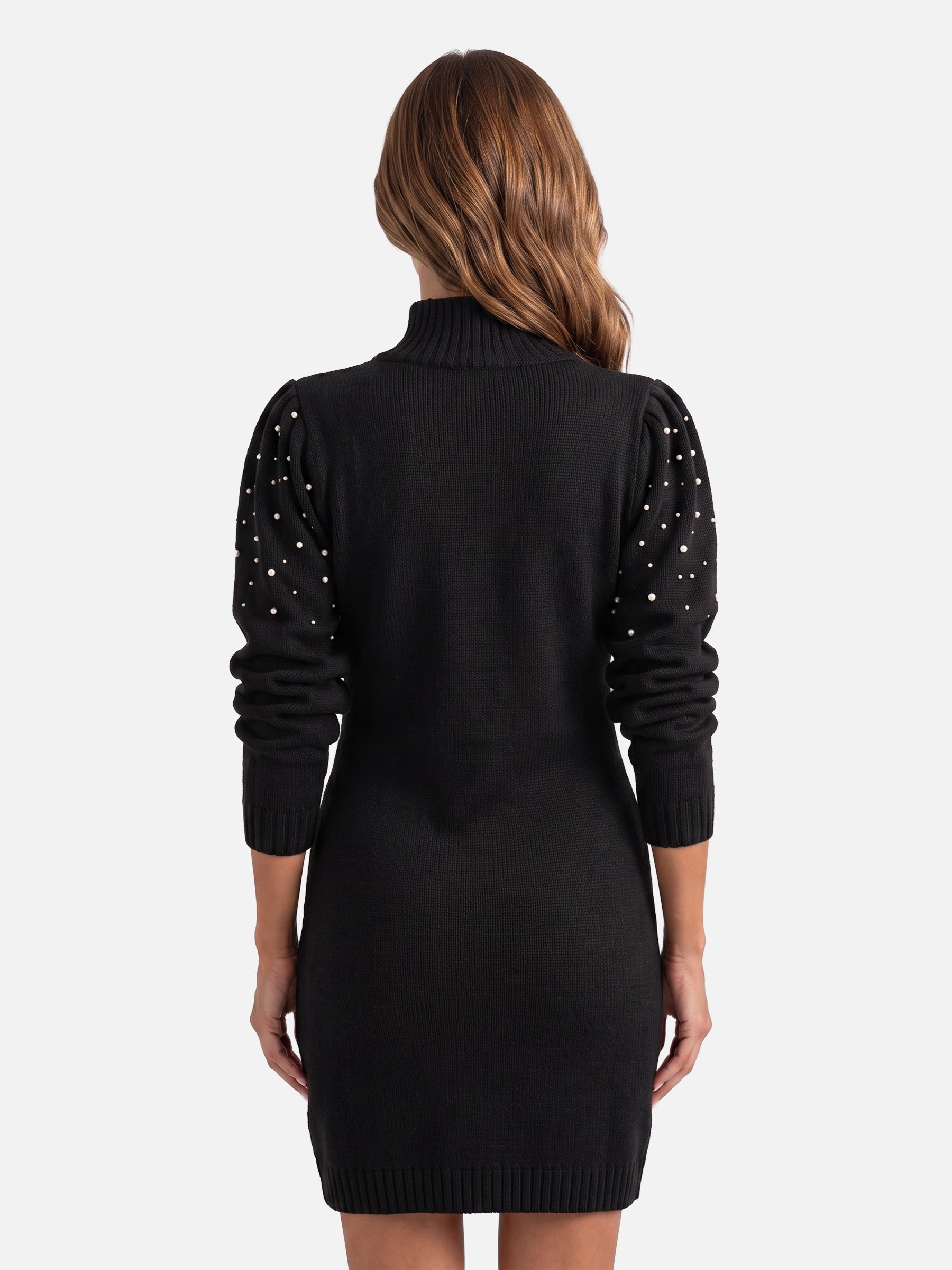 Robe Pull Femme en Maille à Perles