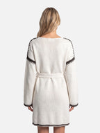 Robe Pull Femme Ceinturée Col V