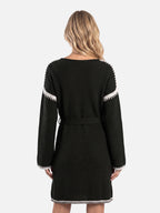 Robe Pull Femme Ceinturée Col V