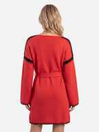 Robe Pull Femme Ceinturée Col V