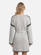 Robe Pull Femme Ceinturée Col V
