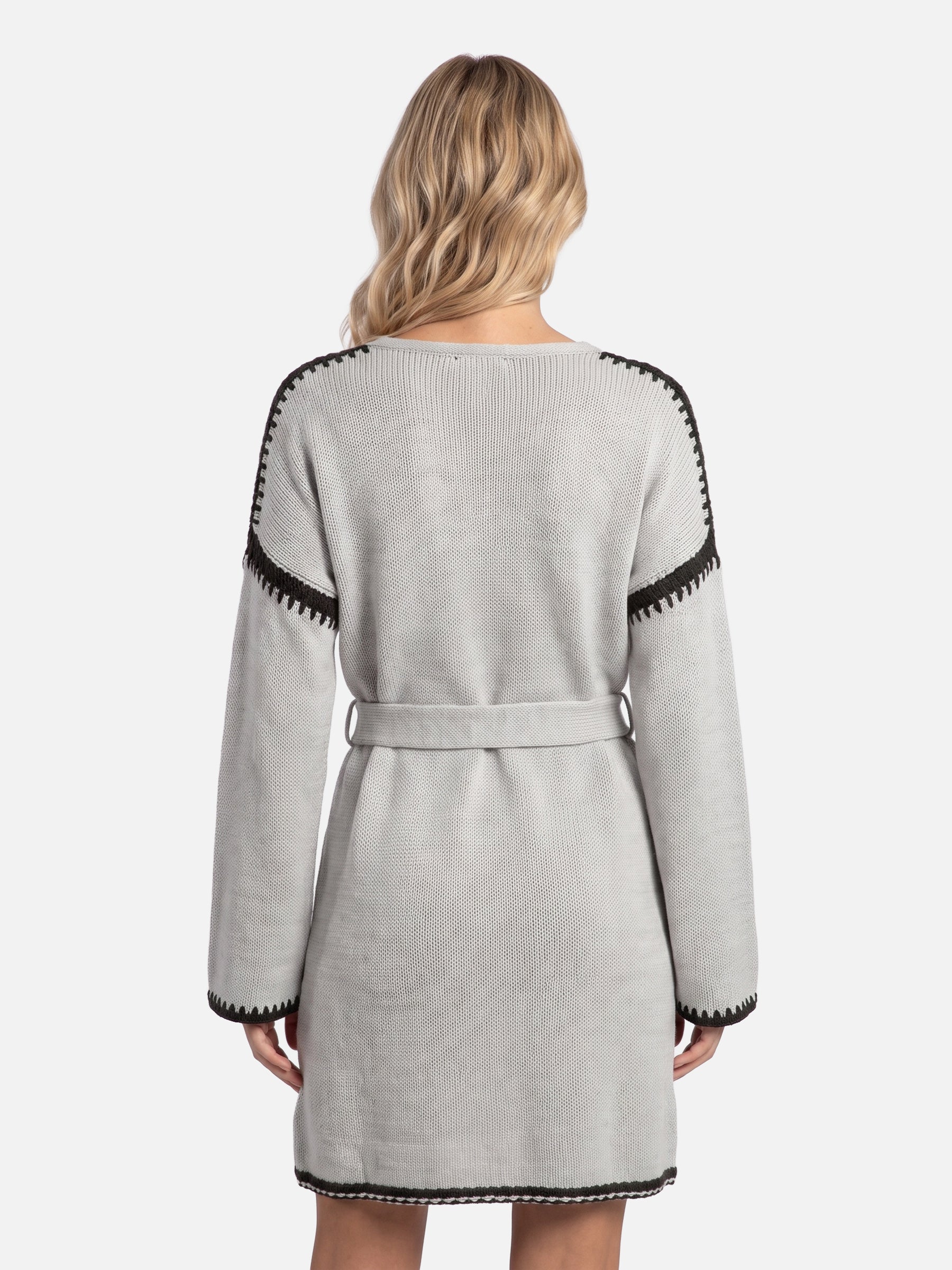 Robe Pull Femme Ceinturée Col V