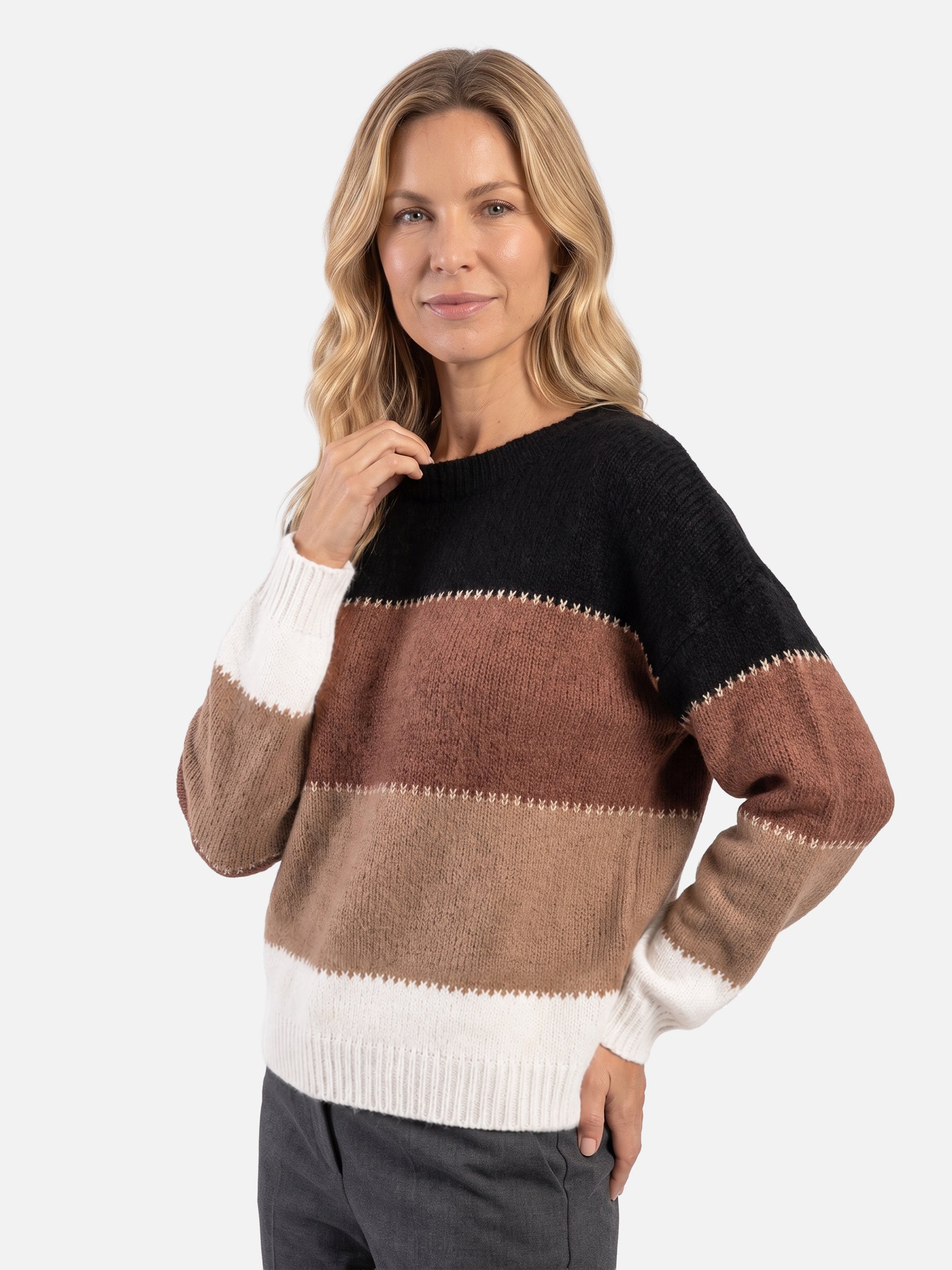 Pull Femme Colorblock en Maille