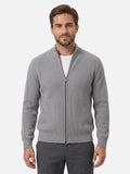 Gilet Homme Zippé Maille Côtelée Col Montant