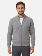 Gilet Homme Zippé Maille Côtelée Col Montant