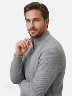 Gilet Homme Zippé Maille Côtelée Col Montant