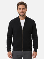 Gilet Homme Zippé Maille Côtelée Col Montant