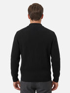 Gilet Homme Zippé Maille Côtelée Col Montant