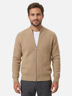 Gilet Homme Zippé Maille Côtelée Col Montant