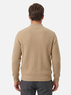 Gilet Homme Zippé Maille Côtelée Col Montant