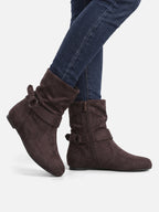 Bottines Femme en Daim Effet Froissé Boucle