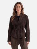 Veste Femme en Daim Ceinturée Boutonnée