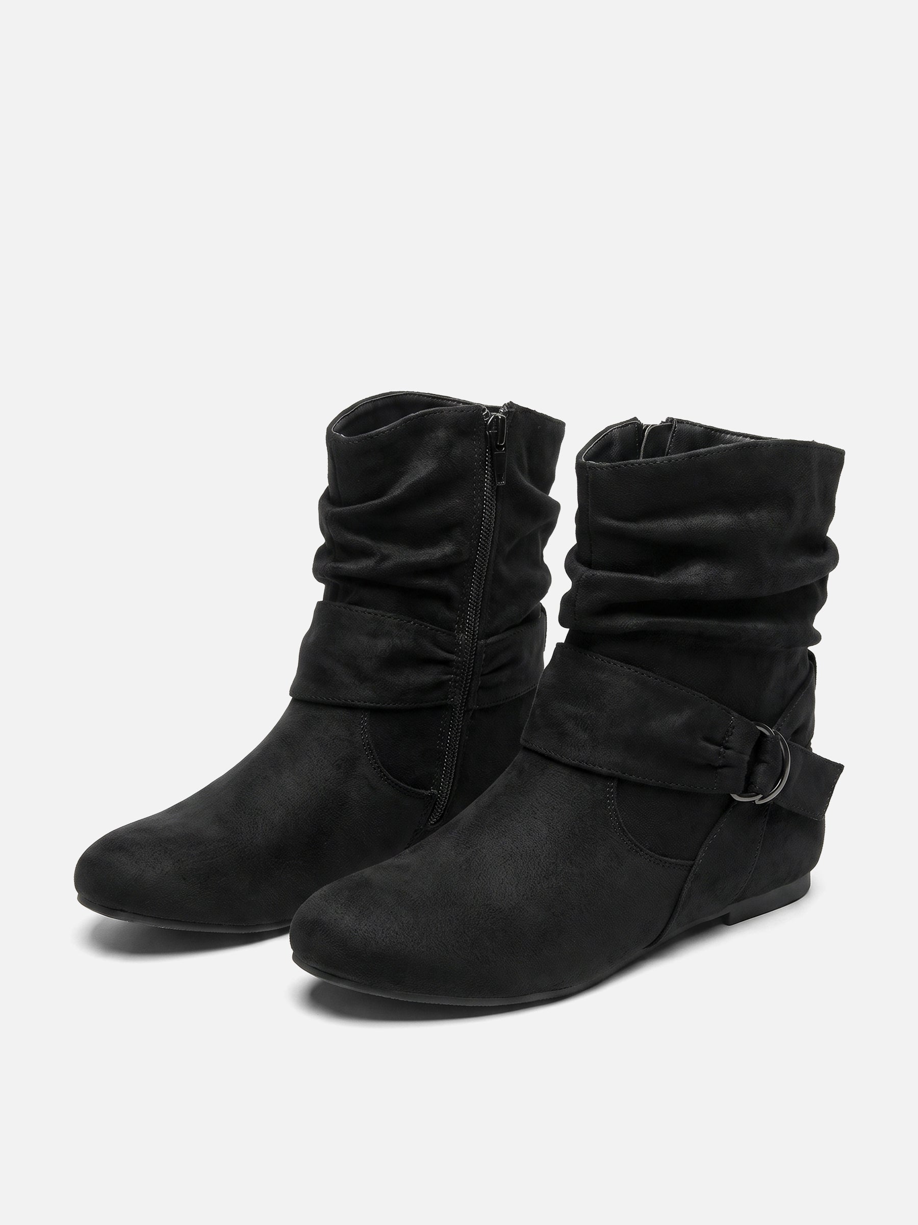 Bottines Femme en Daim Effet Froissé Boucle