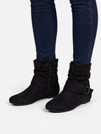 Bottines Femme en Daim Effet Froissé Boucle