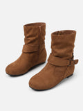 Bottines Femme en Daim Effet Froissé Boucle