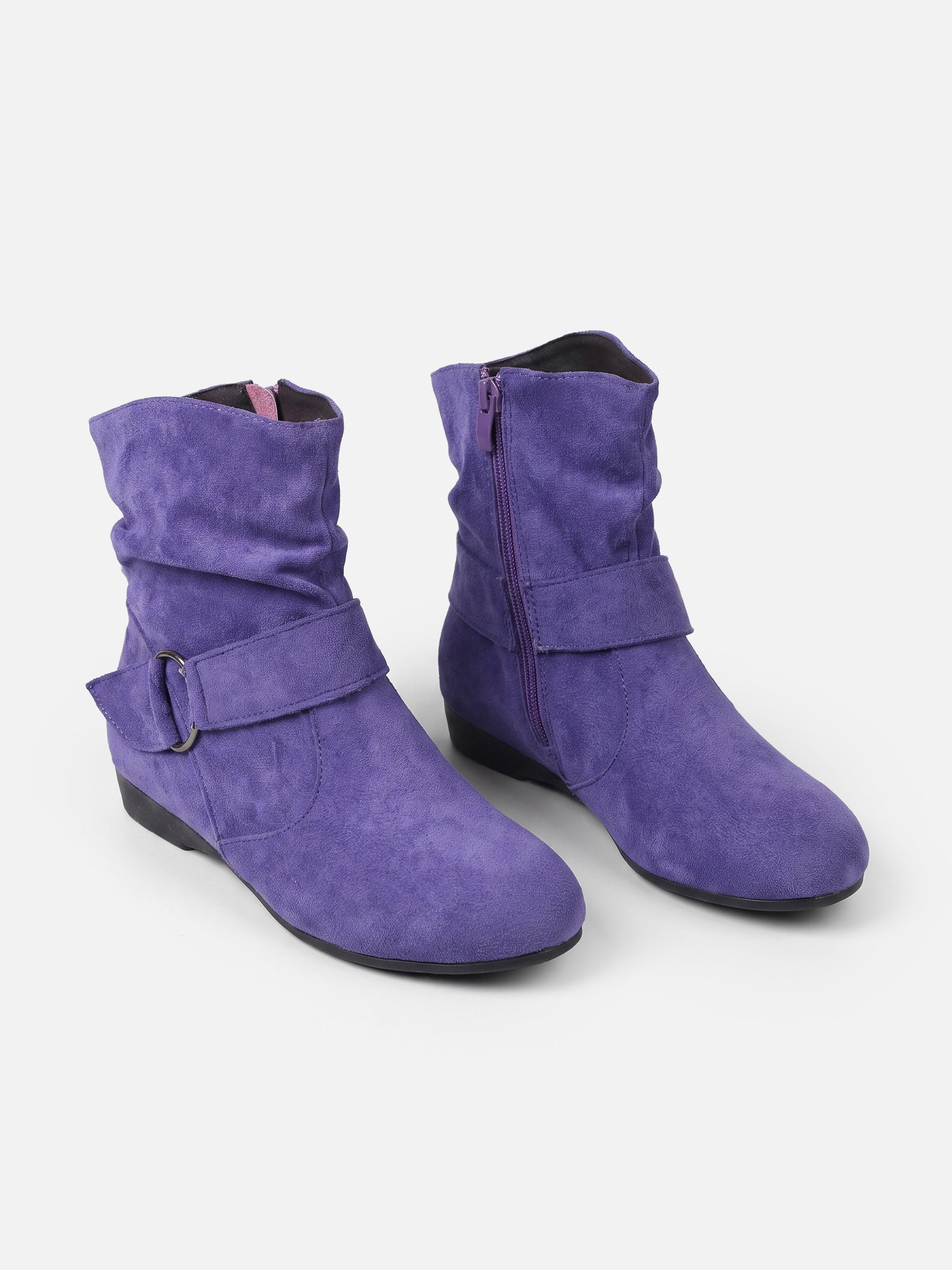 Bottines Femme en Daim Effet Froissé Boucle