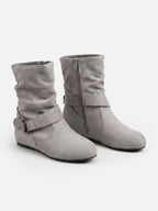 Bottines Femme en Daim Effet Froissé Boucle