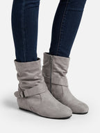 Bottines Femme en Daim Effet Froissé Boucle