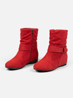 Bottines Femme en Daim Effet Froissé Boucle