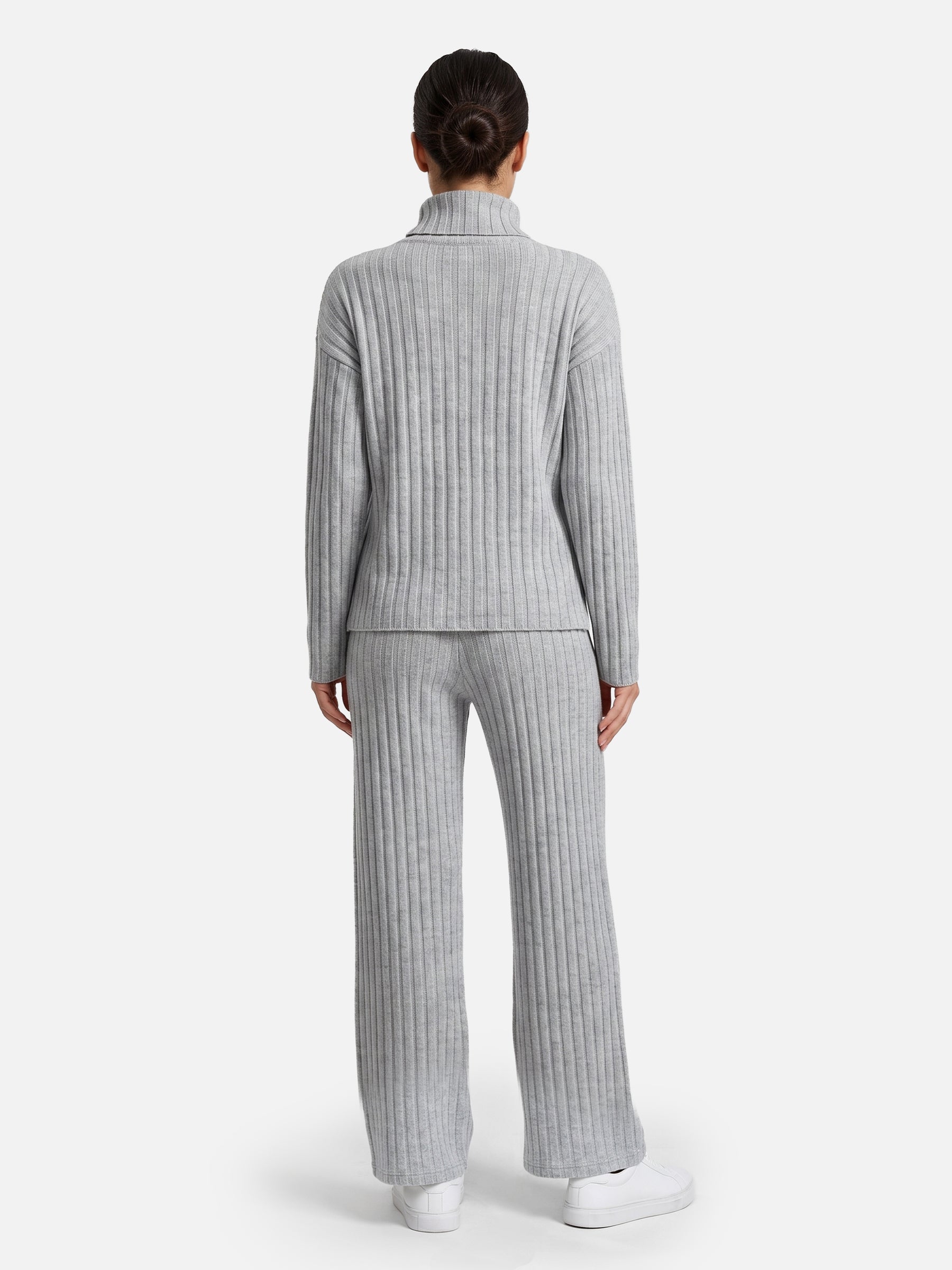 Ensemble Femme Maille Côtelée Col Roulé