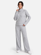 Ensemble Femme Maille Côtelée Col Roulé