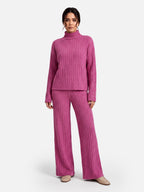 Ensemble Femme Maille Côtelée Col Roulé