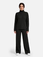 Ensemble Femme Maille Côtelée Col Roulé