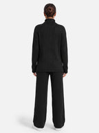 Ensemble Femme Maille Côtelée Col Roulé