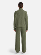Ensemble Femme Maille Côtelée Col Roulé
