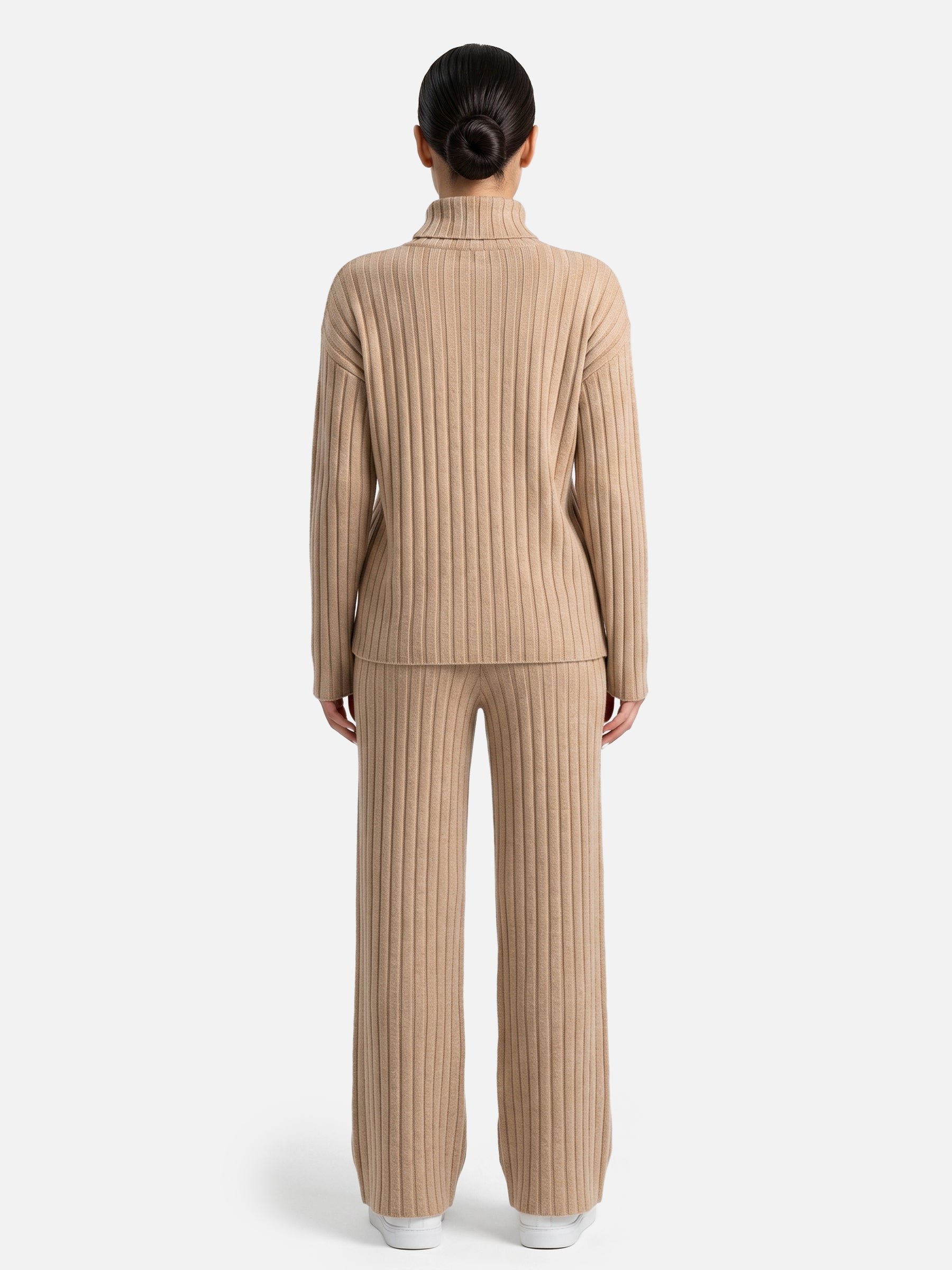 Ensemble Femme Maille Côtelée Col Roulé