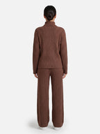 Ensemble Femme Maille Côtelée Col Roulé