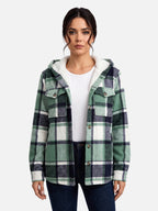 Veste Femme à Carreaux Doublée Sherpa Capuche