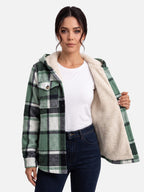 Veste Femme à Carreaux Doublée Sherpa Capuche