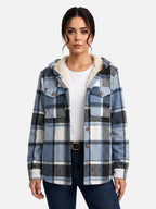 Veste Femme à Carreaux Doublée Sherpa Capuche