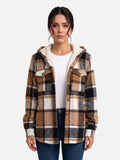 Veste Femme à Carreaux Doublée Sherpa Capuche