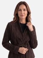 Veste Femme en Daim Ceinturée Boutonnée