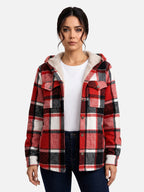Veste Femme à Carreaux Doublée Sherpa Capuche