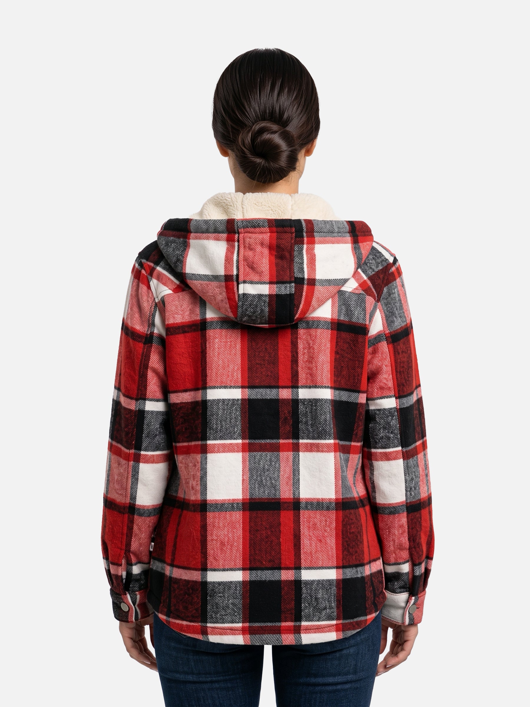 Veste Femme à Carreaux Doublée Sherpa Capuche