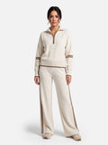 Ensemble Femme Maille Bandes Contrastantes Zippé