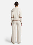 Ensemble Femme Maille Bandes Contrastantes Zippé