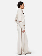 Ensemble Femme Maille Bandes Contrastantes Zippé
