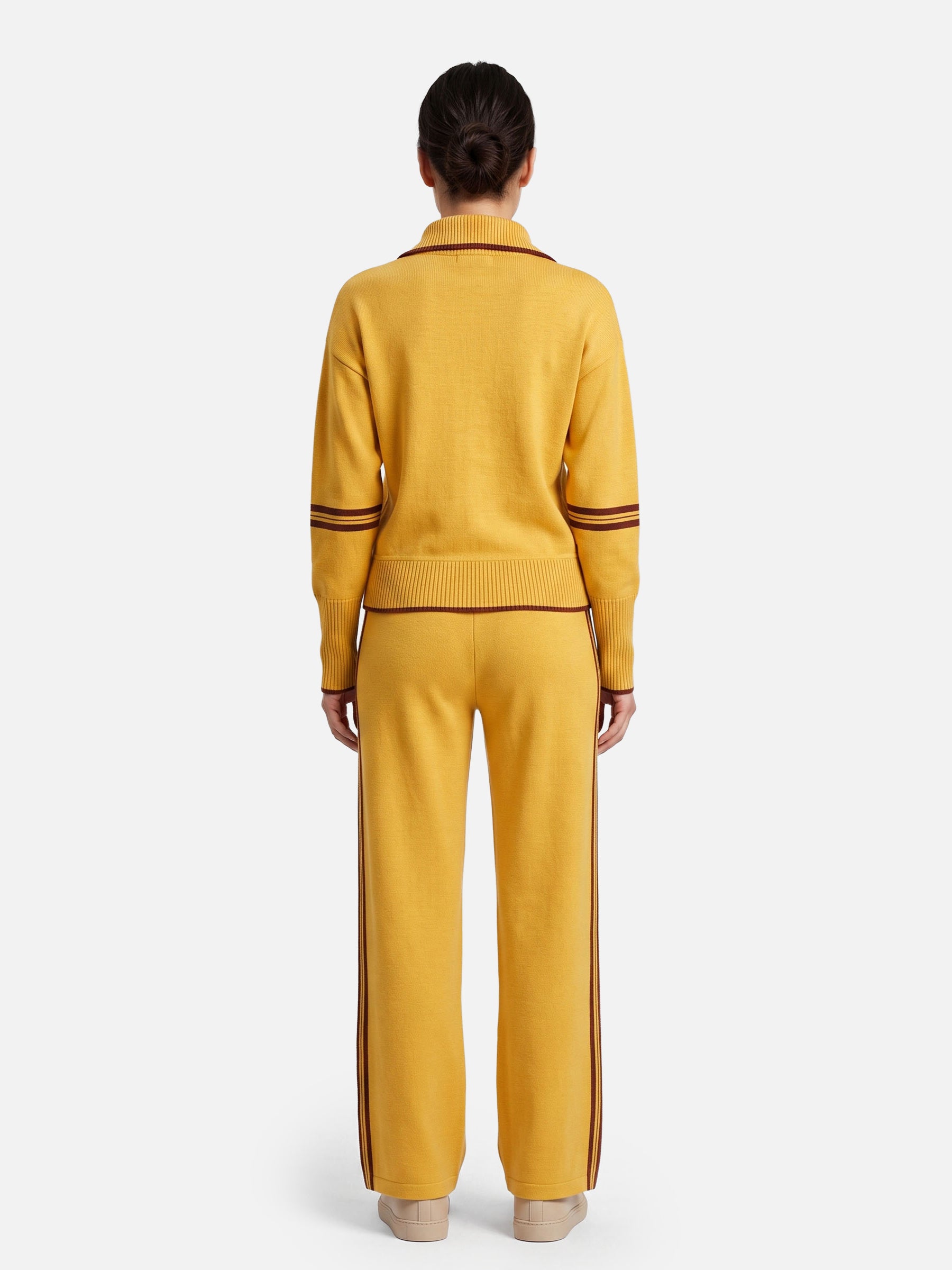 Ensemble Femme Maille Bandes Contrastantes Zippé