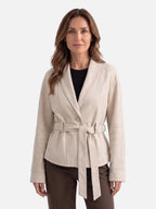 Veste Femme en Daim Ceinturée Boutonnée