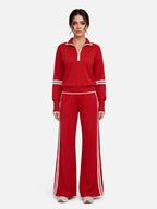 Ensemble Femme Maille Bandes Contrastantes Zippé