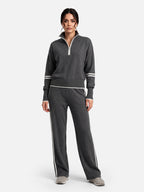 Ensemble Femme Maille Bandes Contrastantes Zippé