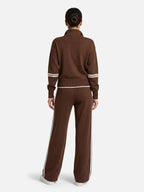 Ensemble Femme Maille Bandes Contrastantes Zippé