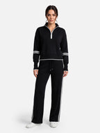 Ensemble Femme Maille Bandes Contrastantes Zippé